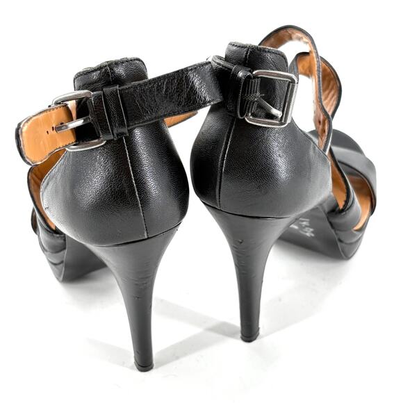 Nine West Make Waves Platform Heels 10 Leather Sandals Glam Resort Cruise - Picture 3 of 7